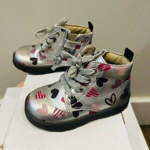 Charming Silver Heart Kids Boots